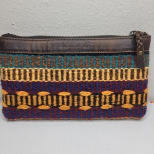 Nena And Co Clutch Wristlet Wallet Multicolor Woven Leather Trim